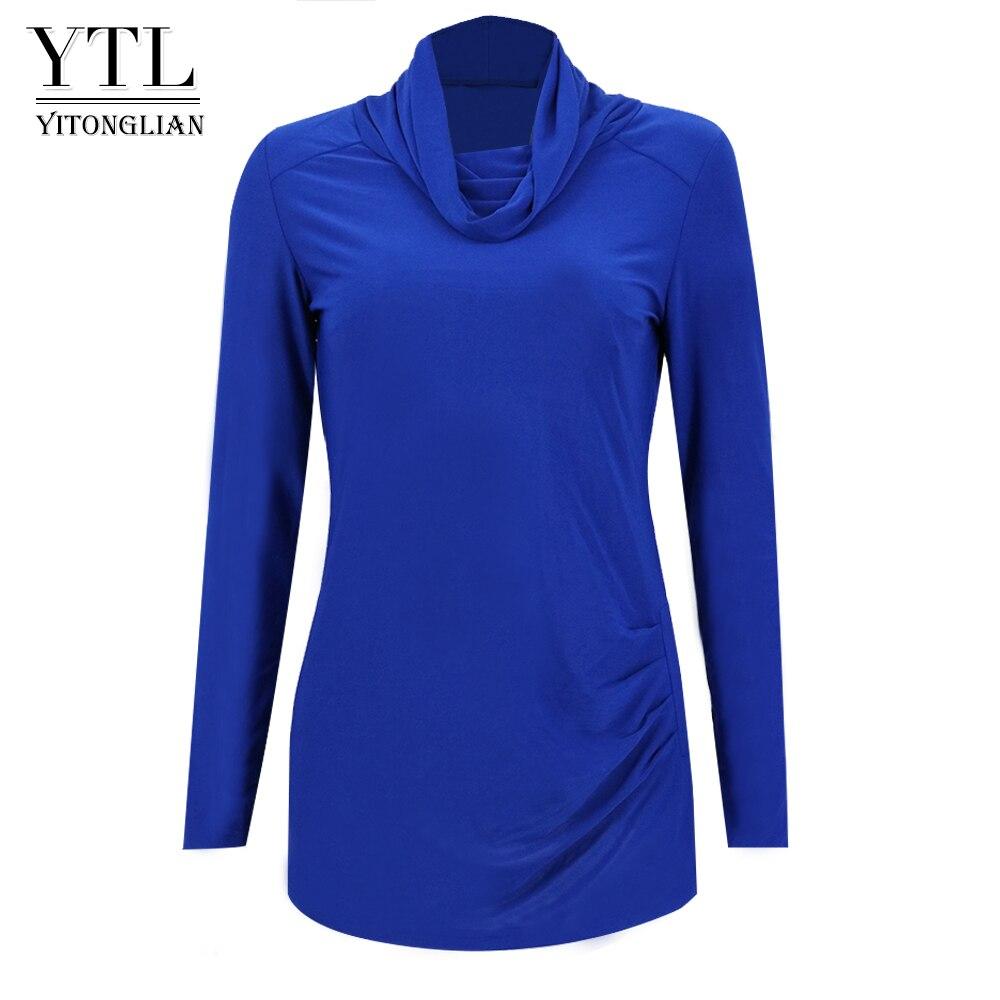 

Yitonglian Laides Элегантная блузка с воротником и длинными рукавами и рюшами по бокам