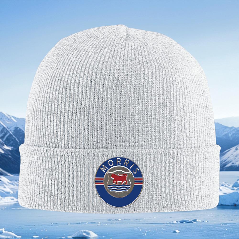 Silver emblem bull Morris waves rings Men Women Unisex Knitted Hat Beanie Pullover Cap Winter Thermal Warm Christmas Outdoor Cyc