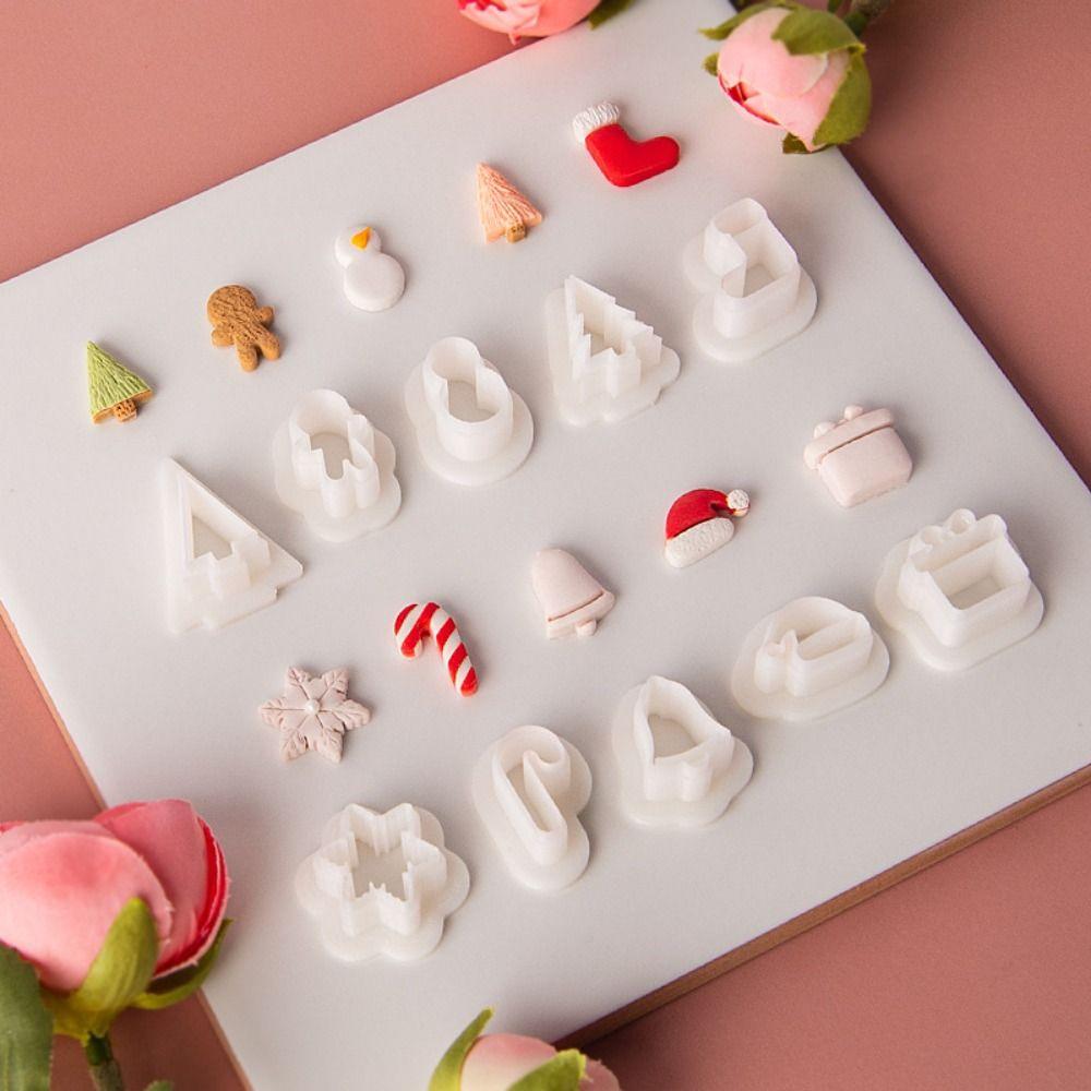 10 Stück Prägeform Weihnachten Polymer Clay Ausstecherform Weiche Keramik Handgemachter Schmuckherstellung Form Weihnachtsbaum Weihnachtsmütze