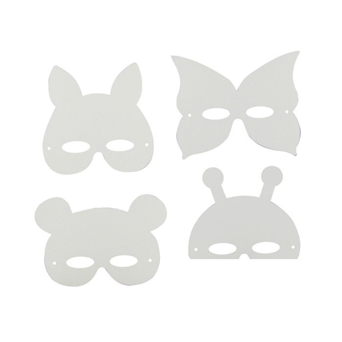 Masques enfant animaux carton blanc 17 x 22 cm x 12 pièces
