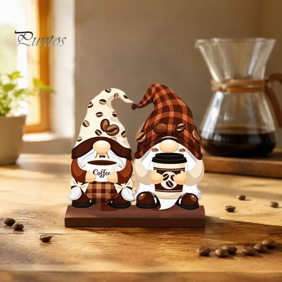 Coffee Bar Shelf Decor Table Ornament, Wooden Theme Stand with Stable Decorative Signs Base, Retro Farmhouse Tray for Kitchen Station Countertop