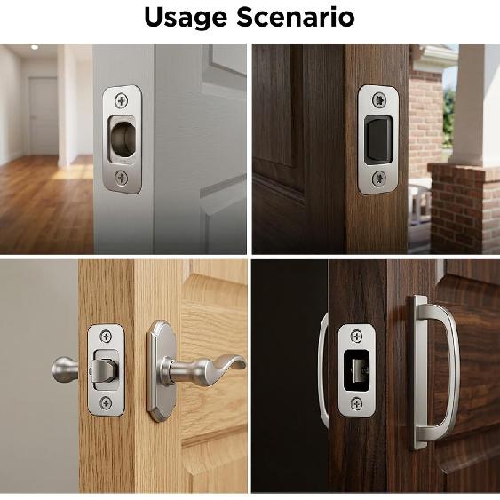 2 Pcs Deadbolt Strike Plate, 1" X 2-1/4" Brushed Round Corner Door Backplate Door Latch Strike Plate with Screws