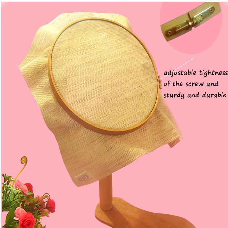 1Pc Embroidery Stand Hoop Wood Embroidery and Cross Stitch Hoop Set Embroidery Hoop Ring Frame Adjustable Sewing Tools