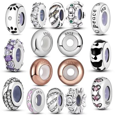 925 Silver Silicone Spacer Stopper Clip Charms Fit Chamilia Beads Necklace Bracelet DIY Jewelry Gift for Women