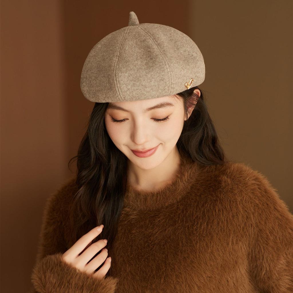 Beret Women's Spring and Autumn New Brown Painter Hat Autumn and Winter Star Anise Hat