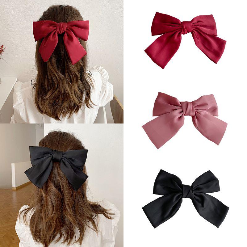Elegant Satin Ribbon Hairpins With Big Bow For Women And Girls Accessories