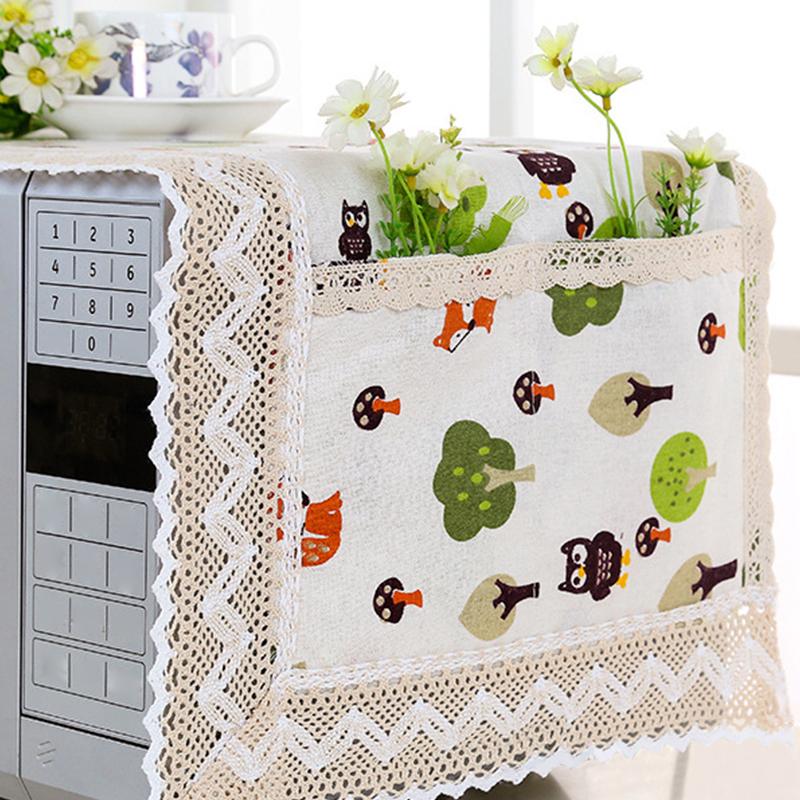 1PC Microwave Oven Machine Washable Cloth Cover Multi-purpose Cotton Linen 100*35cm Grease Proof Cover Kitchen Decor Dust Cover