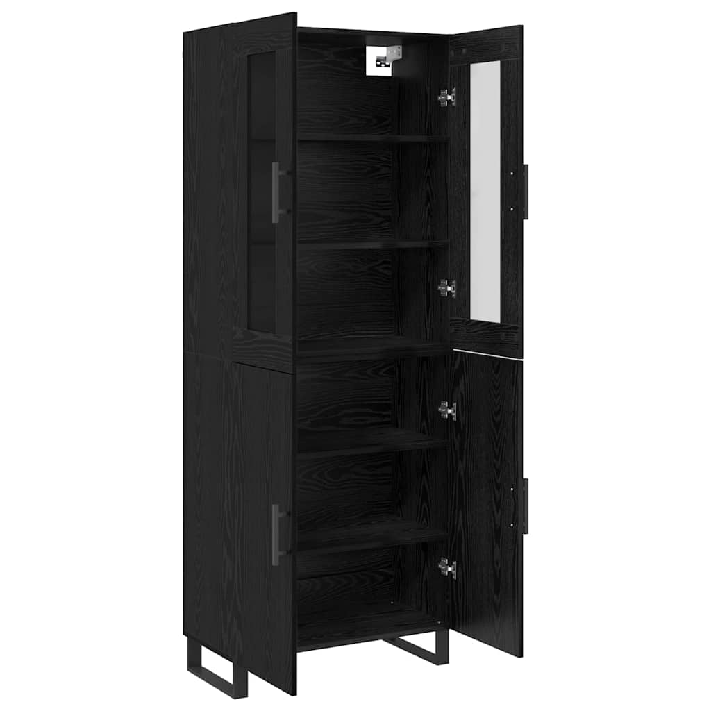 Highboard 2 pcs Black Oak Effect Wood Based Material