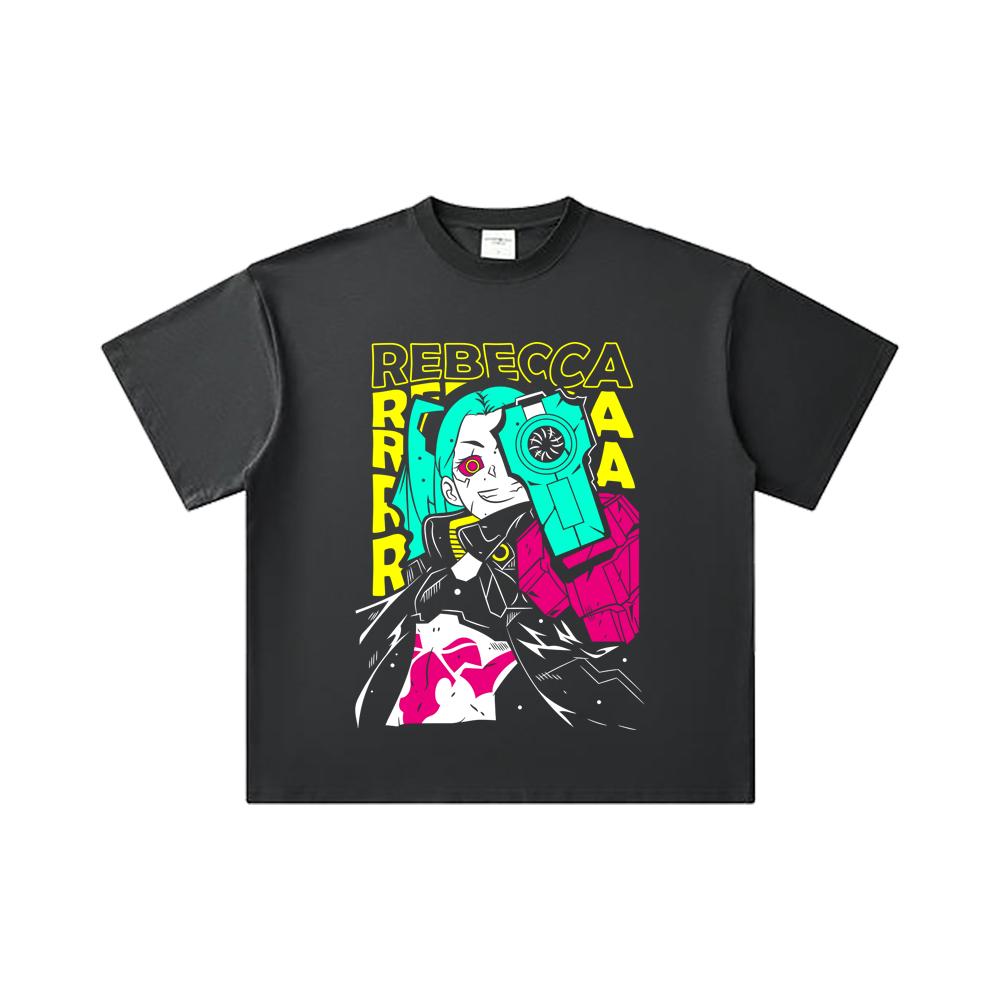 260 GSM Double Yarn 32 Count 100% Cotton Cyberpunk Edgerunners V5 Rebecca Print Unisex Heavy Cotton T Shirt