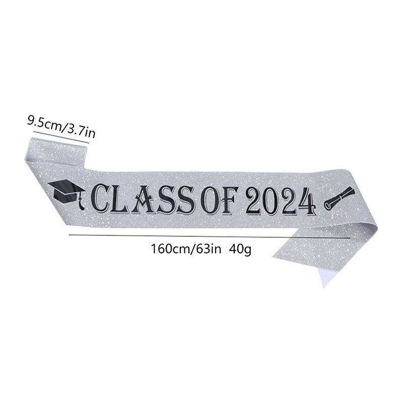 Graduation Decoration Class Of 2025 Satin Sash Glitter Black Blue Congratulation Graduation Party Decoration Supplies