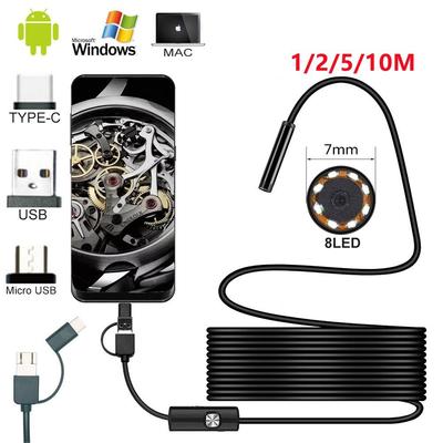 7.0mm Endoscope Camera 960P HD USB Endoscope with 8 LED 1/2/3.5/5/10M Cable Waterproof Inspection Borescope for Android PC