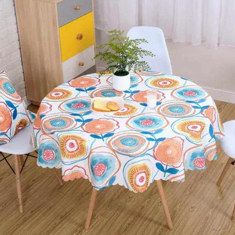 Proud Rose Waterproof Tablecloth Printed Round Table Cover Tea Table Cloth for Wedding Party Home Dining Table Decor Wash-free
