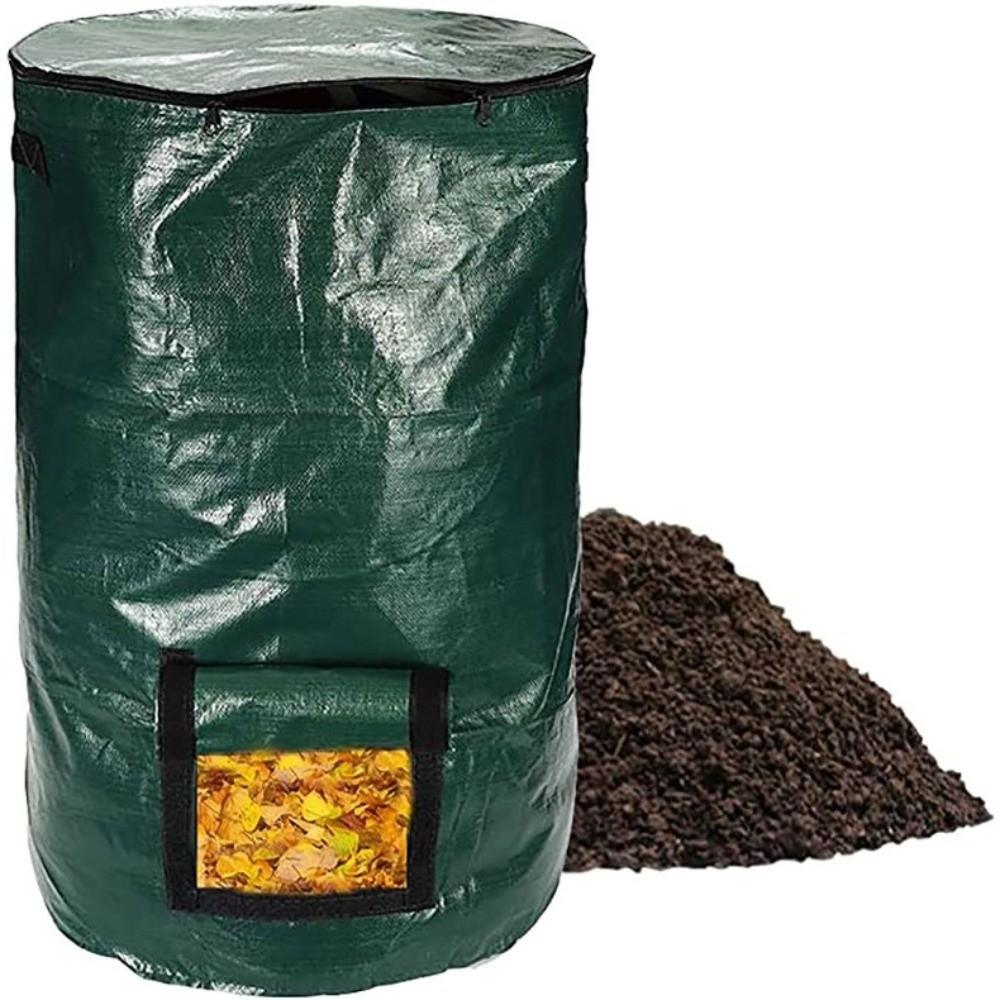 Sealed Compost Bin Bag Zippered Lid Refuse Composter Waste Collector Yard Garbage Bag  Grower