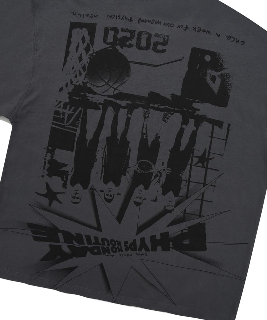 Physical Department Cartoon Basketball T-Shirt Blue Charcoal