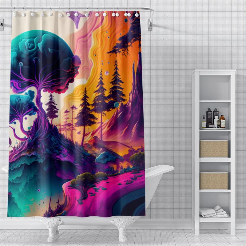 Magic Forest Shower Curtain Washable Dirt-Resistant Shower Head waterproof Polyester Bath Curtain For Home Decor