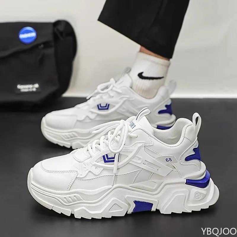Fashion New Breathable Men's Sneakers Comfortable Platform White Shoes Trend Lace-up Vulcanized Shoes White Casual Sneakers Zapatillas