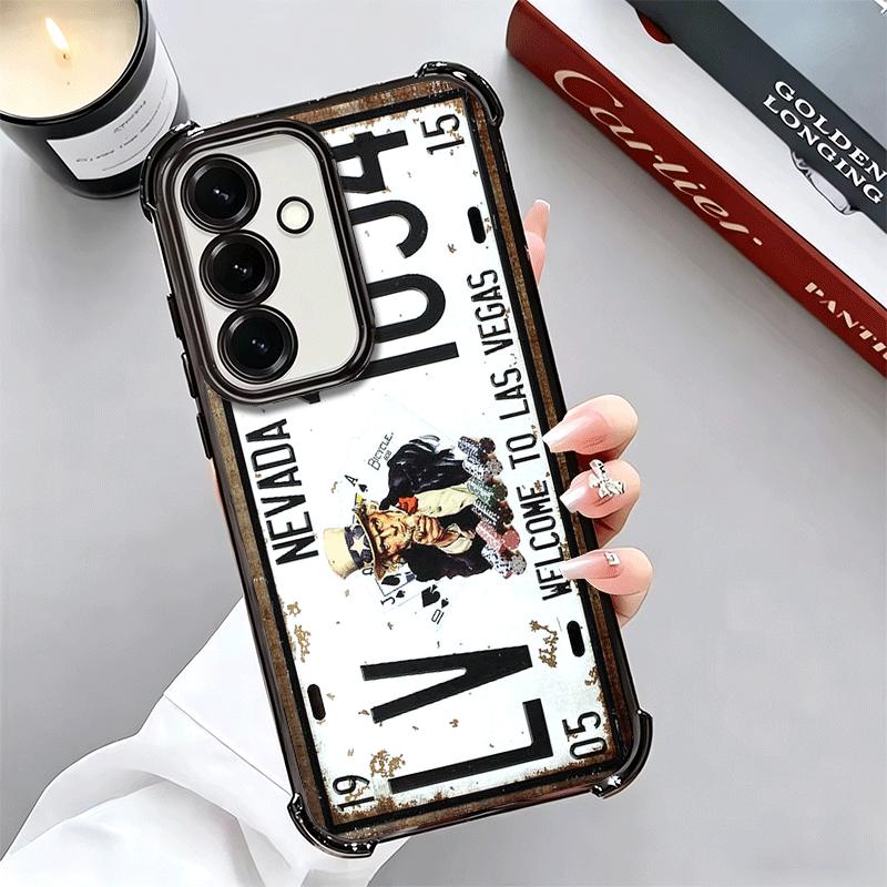 Retro Vintage License Plate Soft Phone Case For Samsung A17 A27 A07 A37 A57 A16 A56 A15 A55 A14 A54 A13 A53 A26 A36 A25 A35 A24