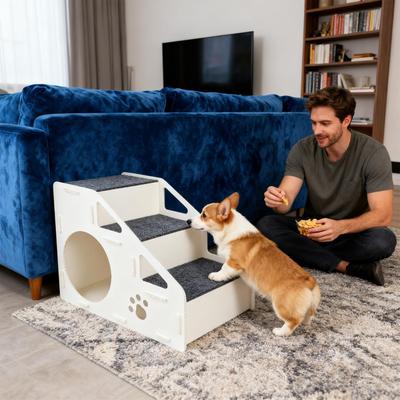 Cat and Dog Climbing Ladder Foldable Dog Stairs Steps Thickened Non-Slip Indoor Stairs Removable Pet Ramp for High Bed Couch