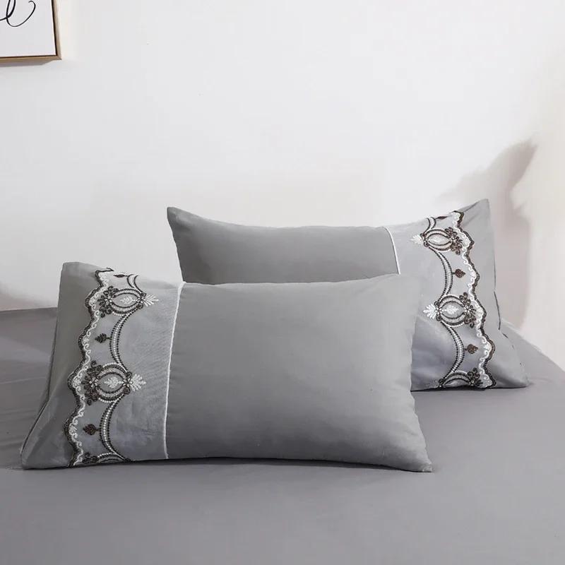 3pcs Bed Skirt Bedspread Pillowcase Ruffle Lace Anti Slip 1.8x2.0m Bed Cover Solid Colour Lace Mattress Dust Bedding Cover