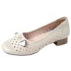 Autumn New Single Shoes Children's Medium Women's Shoes Soft-soled Leather Shoes Hollow Breathable Hole Shoes Single Shoes Women