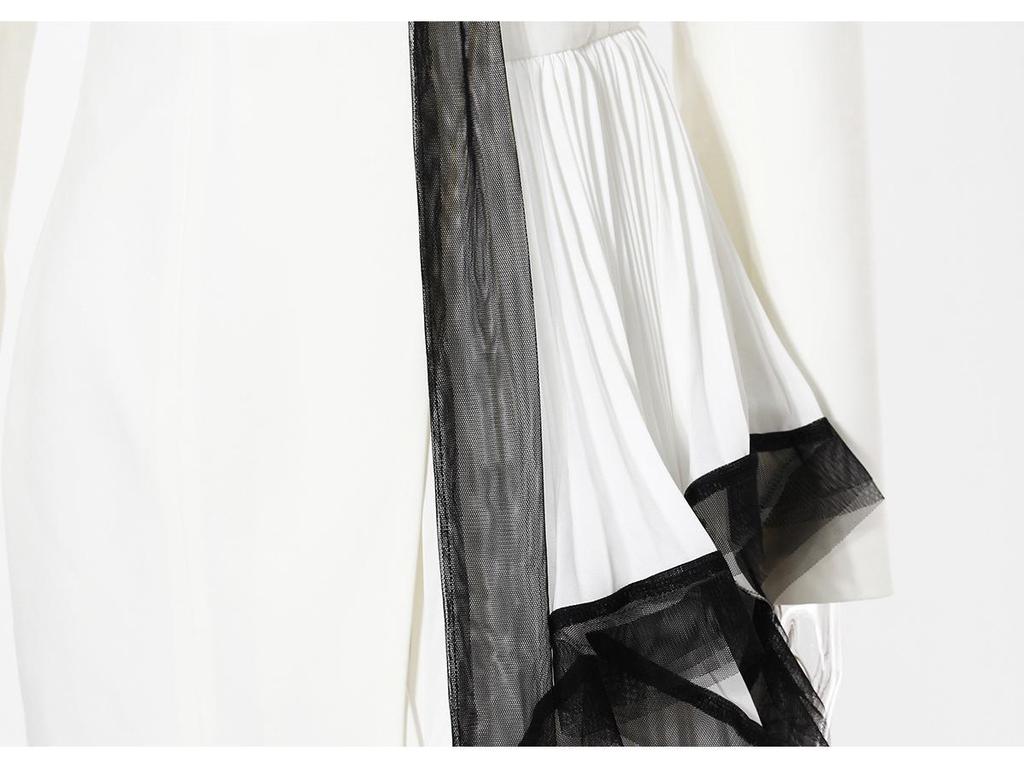 Women's Asymmetrical Pleated Ruffle Mesh Suit Jacket for Spring