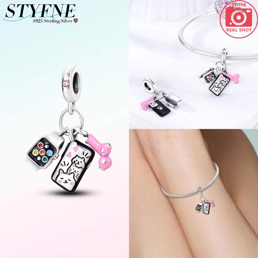 

Charms Copper Creative Watch Headphones Cat Pendants Fit Charms Plata Original Bracelet Beads Women Jewellery Making Diy