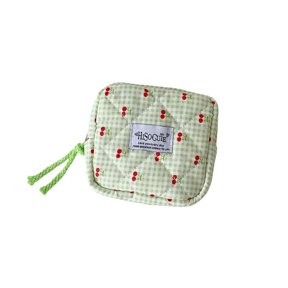 Cute Design Korean Cherry Pencil Case Large Capacity Cloth Plaid Pen Bag  Children