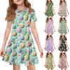 Girl Summer Dress Color & Print Short Sleeve Dress With Pocket Casual Dress Shorts Sleeve Party Dress Easter Day