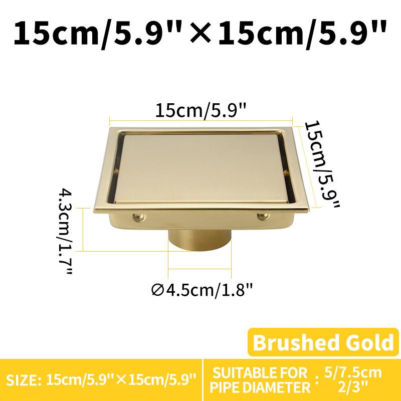150x150mm Fürdőszobai Padlóösszefolyó Nagy Áramlási Sebesség Vízlevezető Rejtett Fedél Rozsdamentes Acél WC Vízelvezető Kiegészítők