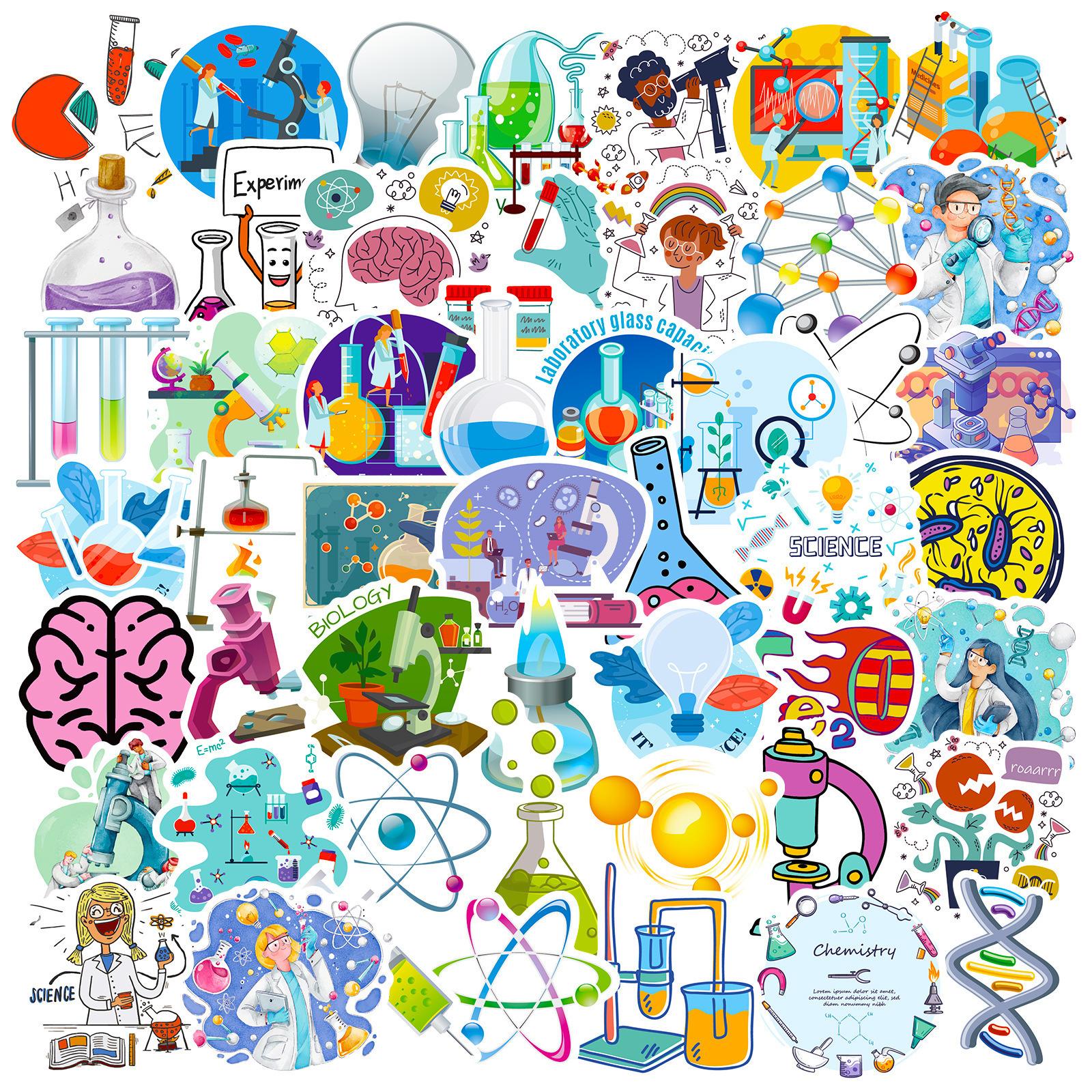

50/100PCS Graffiti Science Experiment Stickers Scooter Chemical Skateboard Refrigerator Board Car Notebook Stationery Stickers