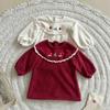 Infant Girls' Winter Lace Plush Princess Dress with Christmas Embroidery