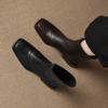 Krazing Pot Sheepskin Winter Square Toe Western Boots Med Heels Zipper Women Ankle Boots