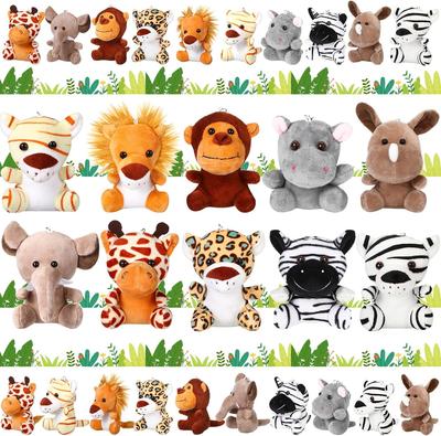 10-50 szt. Małe pluszowe zwierzątka safari hurtowo 12 cm Mini pluszowe zabawki ze zwierzętami z dżungli na upominki na imprezę, urodziny, baby shower, do torebek