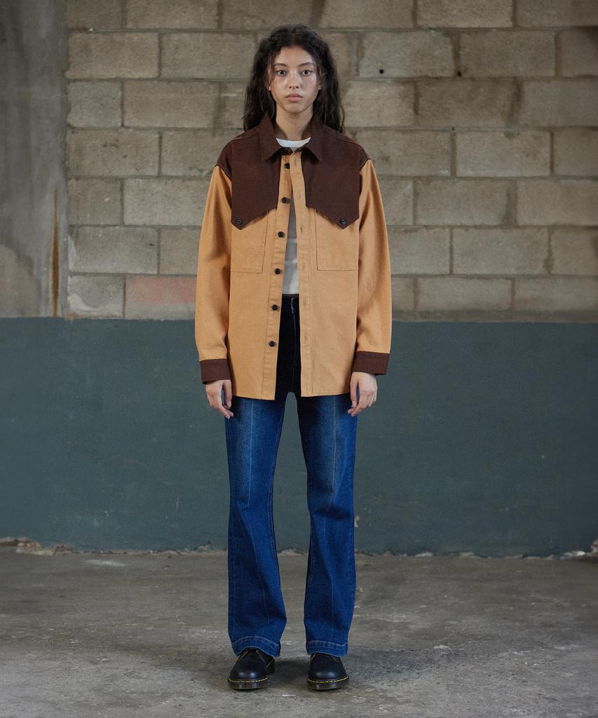 MAGOODGAN Labor 2114 Utility Color Block Yorke Brown Western Shirt