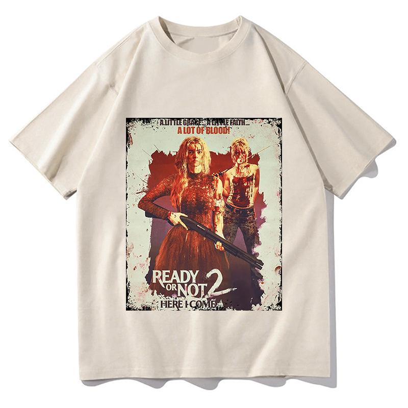 READY OR NOT 2 HERE 2026 T-Shirt Unisex Reine Baumwolle Mode Lässiges T-Shirt Rundhals Kurzarm Hemden Fan Geschenk Harajuku Kleidung
