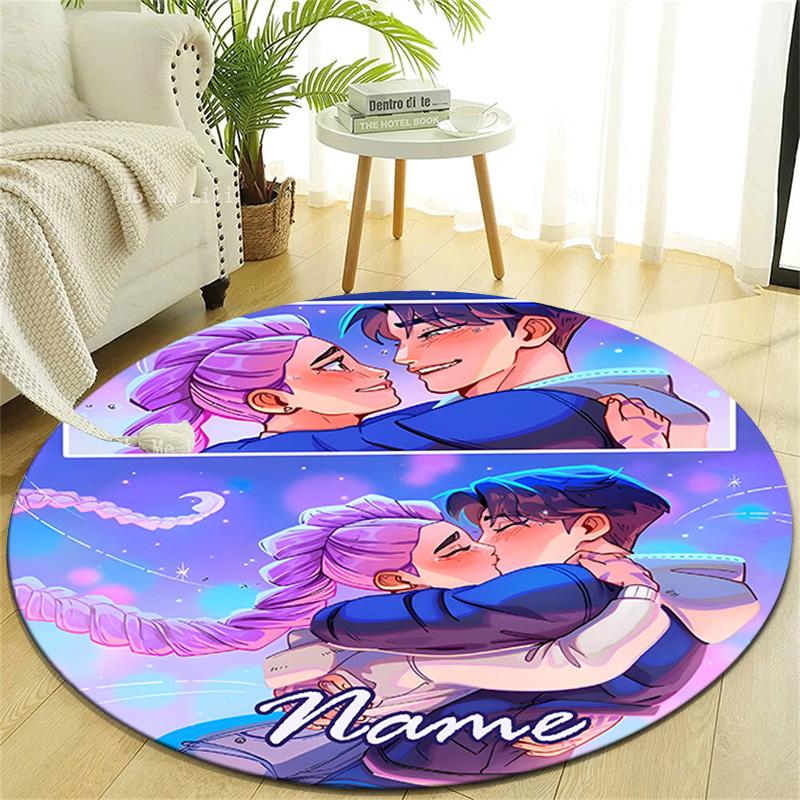 Personalized K-KPop Demon Hunters Round Chair Office Rug - Perfect for Mat, Office Chair & More - Ideal Gift for Birthdays and Holidays