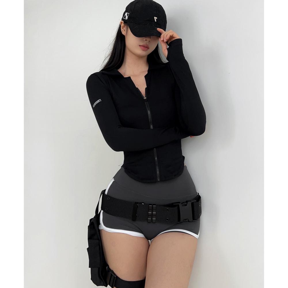 Women's Long Sleeve Fitness Jacket - Autumn/Winter Yoga & Running Outerwear with Lapel Zipper