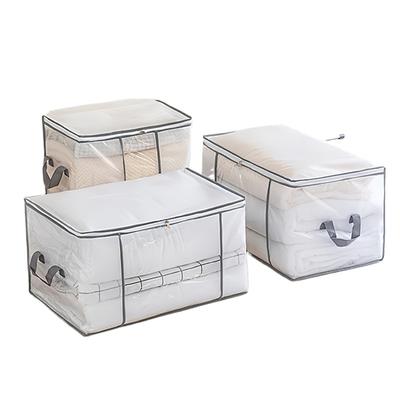 2pcs Transparent Quilt Storage Bag Foldable Large Capacity Handbag Household Wardrobe Organizer Packing Moving Bag