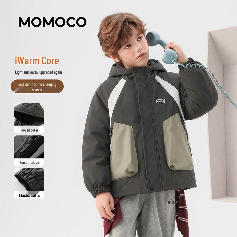 MOMOCO Boys' Hooded Color-Block Padded Winter Windbreaker