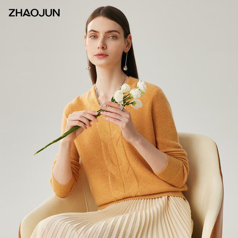 

Zhaojun Women s 100% Cashmere V-Neck Cable Knit Sweater XL
