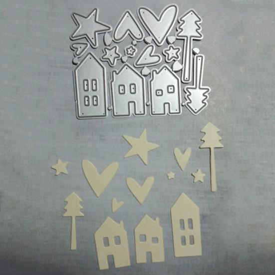 Cuore Stella Casa Matrice da Taglio in Metallo Fai da Te Scrapbooking Goffratura Decorazione Cartoncino Stencil