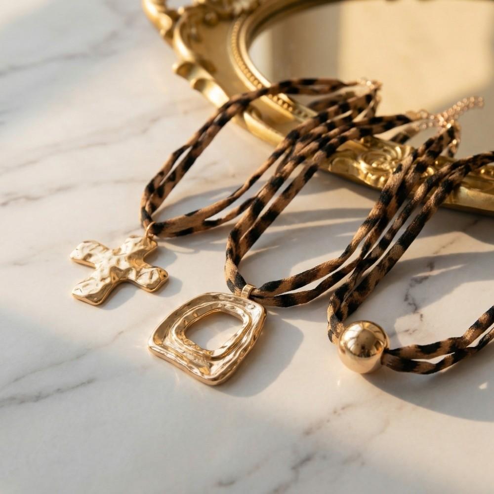 Charm Leopard Choker Bohemia Style Leopard Cloth Strip Necklace Starfish Pendant Necklace  Gift