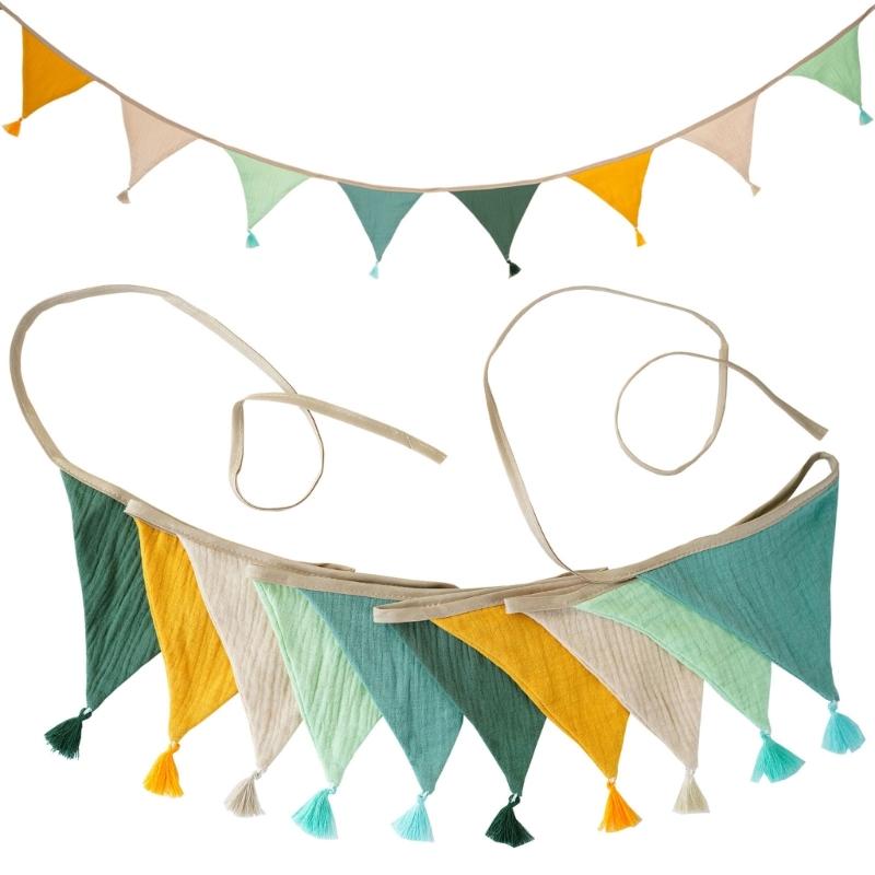 Festoni Bandierine in Cotone Crepe Colori Caramella Luminosi Per Asilo Nido Compleanni di Bambini Feste Eventi