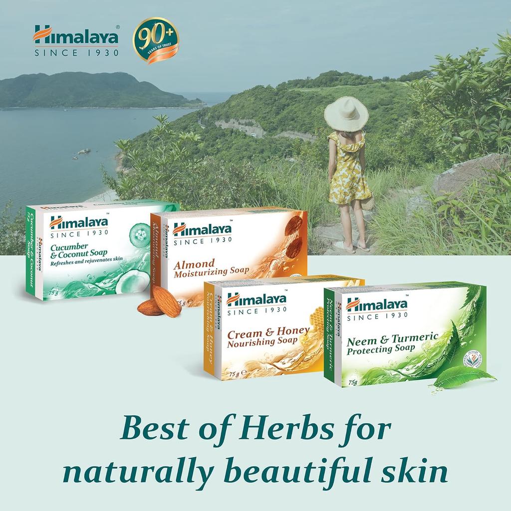 Himalaya Herbals Refreshing Cucumber And Coconut Soap For Smooth Nourished Skin, 75g Bar, Gentle Moisturizing Cleanser For All Skin Types