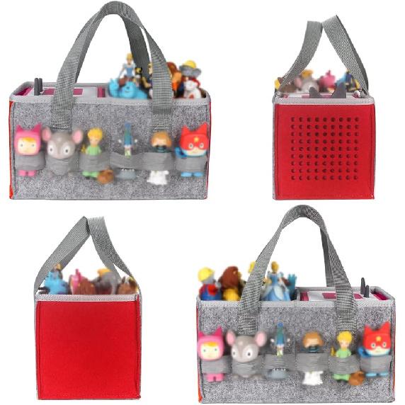 Vakdon 2 шт. с игрушками Портативный чехол для переноски для стартового набора Toniebox, наушников и зарядной станции, вмещает 30-40 фигурок персонажей Tonies, Gray+Red