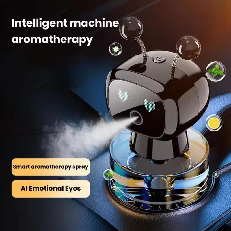 Smart Car Air Freshener AI Rechargeable Car Aroma Diffuser Smart Eyes 4 Levels of Adjustable Intelligent Car Diffuser Gift