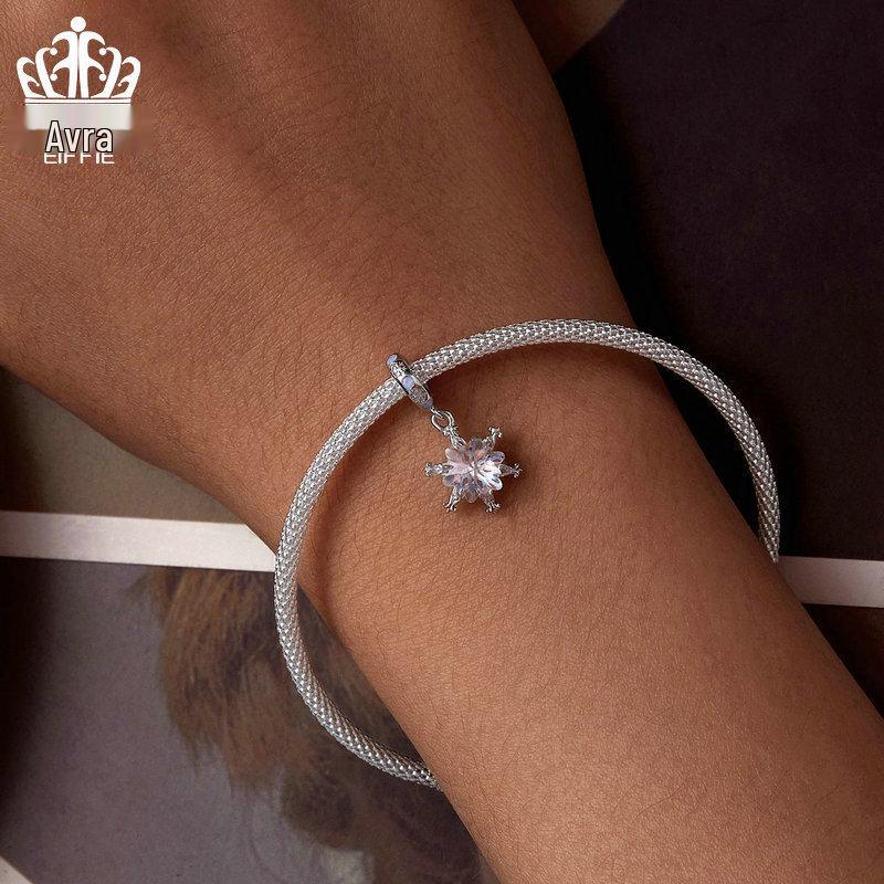 Avle Original Snowflake DIY Pendant: S925 Sterling Silver-Plated Beads Jewelry for Women