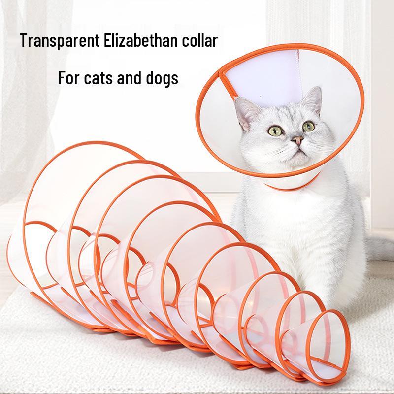 

Elizabeth Anti-Bite Transparent Orange Pet Collar with PU Edging 1#: Neck 10-16cm, Depth 10cm