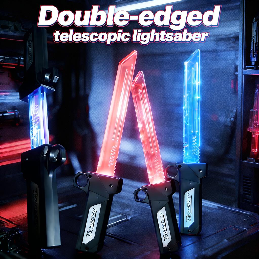 Bright Double Edged Telescopic Lightsaber Flash Sword With Red And Blue Light For Cosplay Sword Toy Party Family Interactive Toy