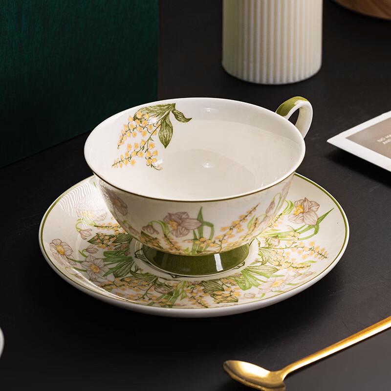 WJ Light Luxury Lily of the Valley Ceramic Coffee Cup & Saucer